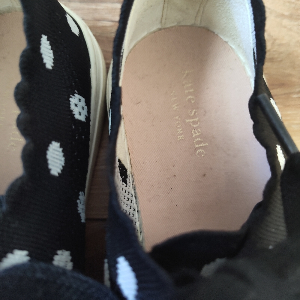 kate spade Black and White Polka Dot Lace-Up Sneakers - Picture 3 of 9